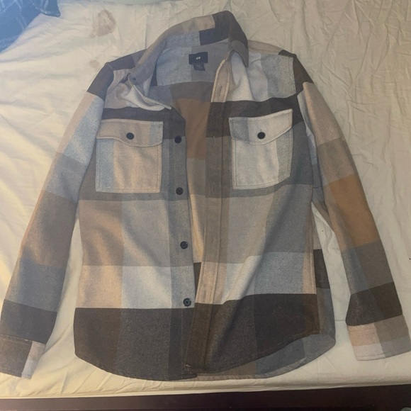 Men's Plaid Jacket - Gray and Brown - Picture 1 of 3